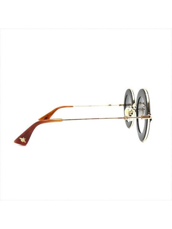 Gucci L\'aveugle Paramor Round Frame Sunglasses Eyewear Gold Black